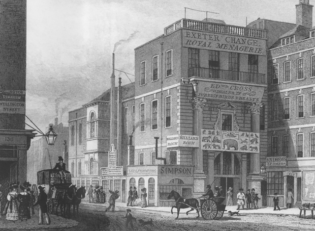 Historic illustration of Exeter Exchange in London, the setting of Sotheby’s first sale in 1744