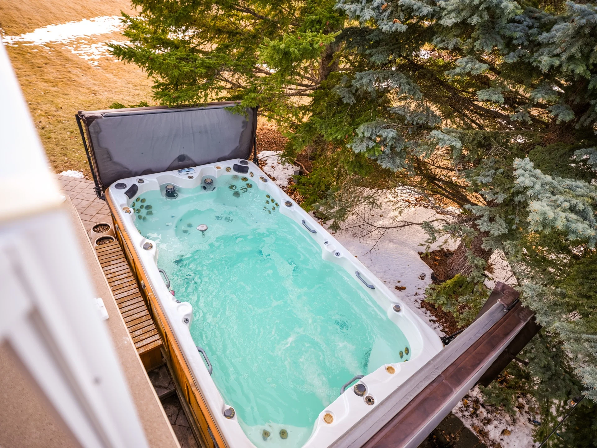 Outdoor swim spa at 3 Spring Meadows Lane